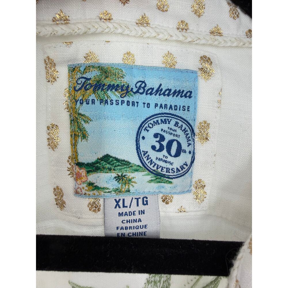 Tommy Bahama Womens Linen Button Up Shirt Size XL White Embroidered Hawaiian - Picture 3 of 8